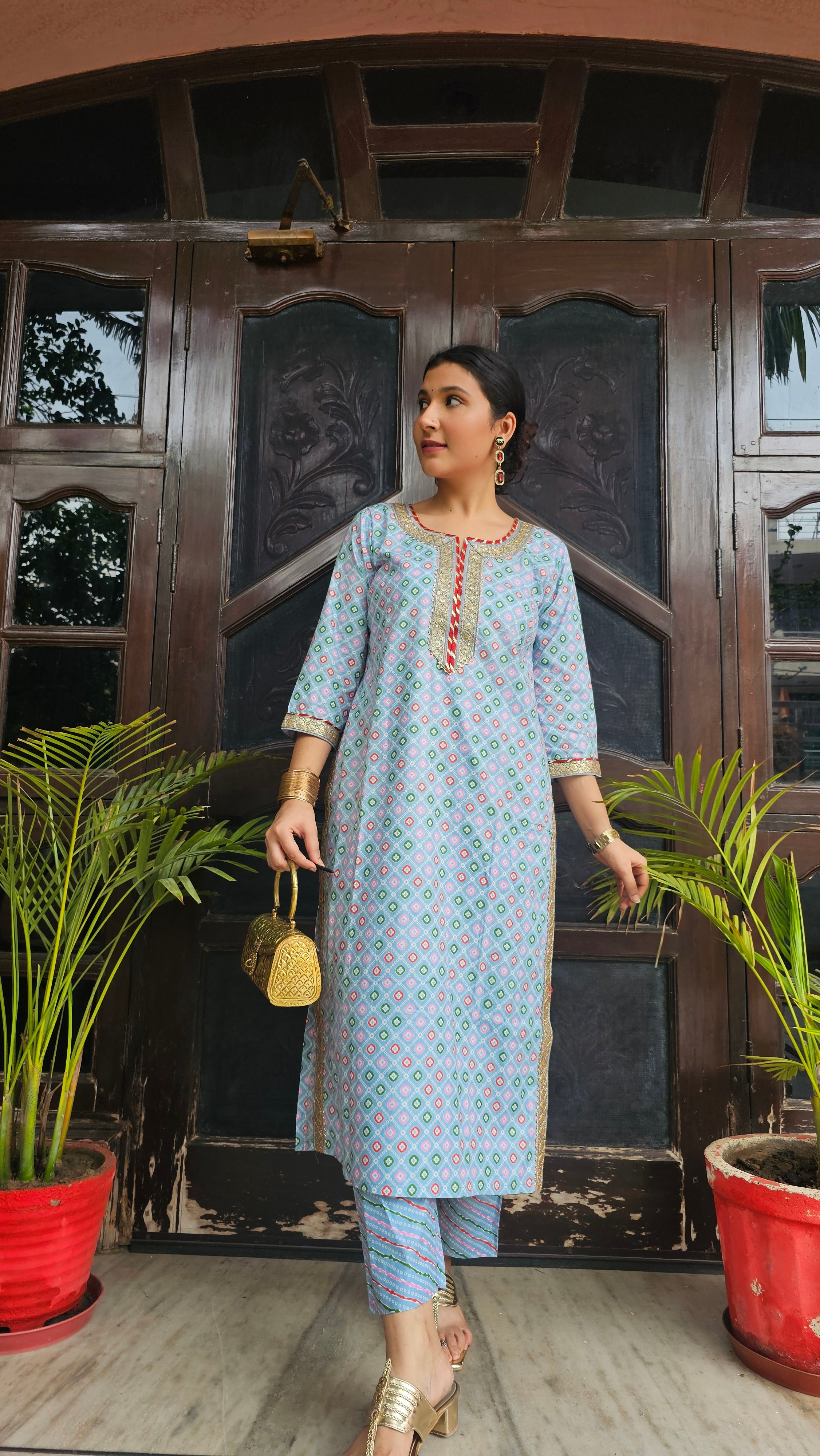 Grey Printed Kurtas with Trousers