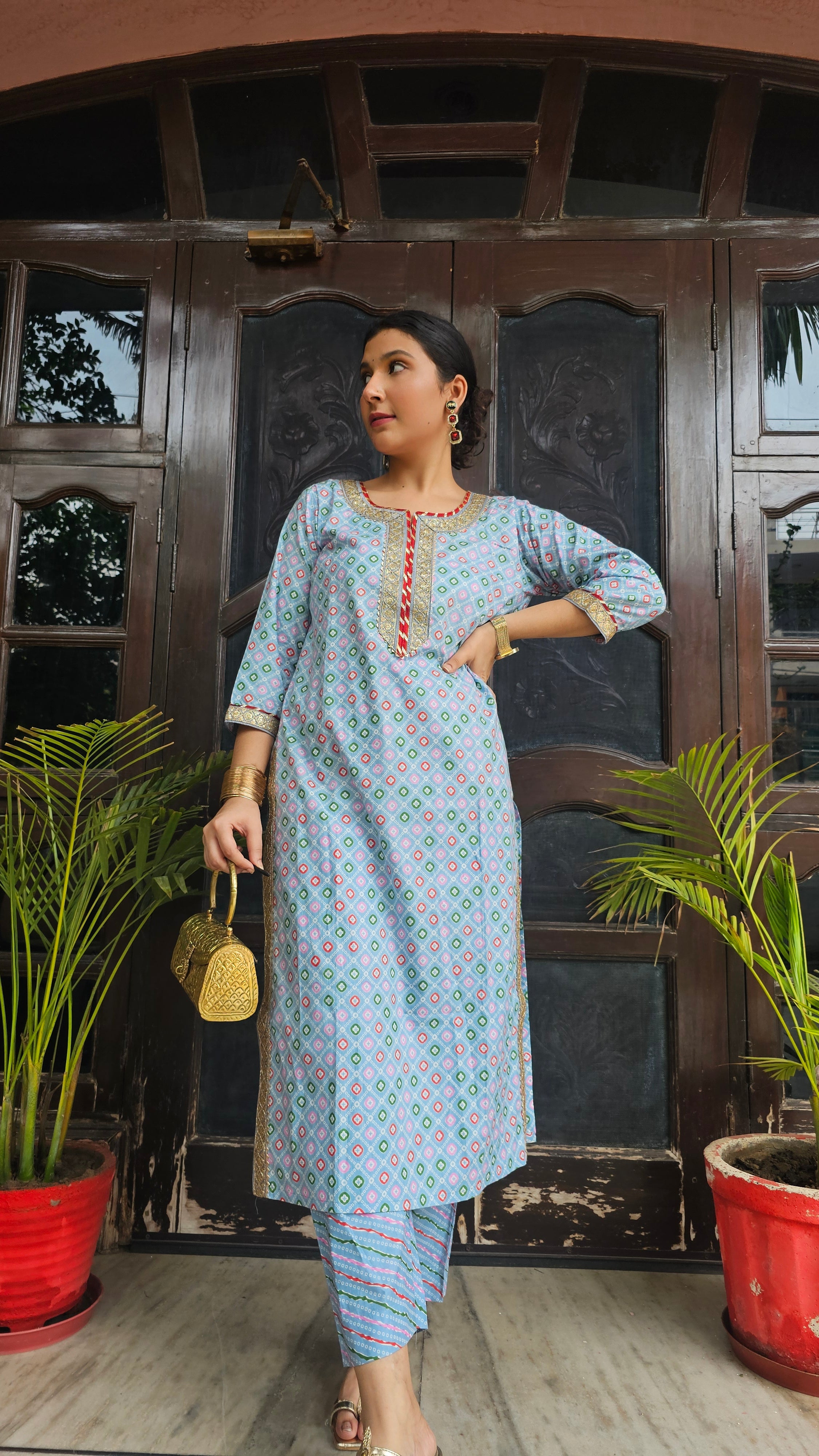 Grey Printed Kurtas with Trousers