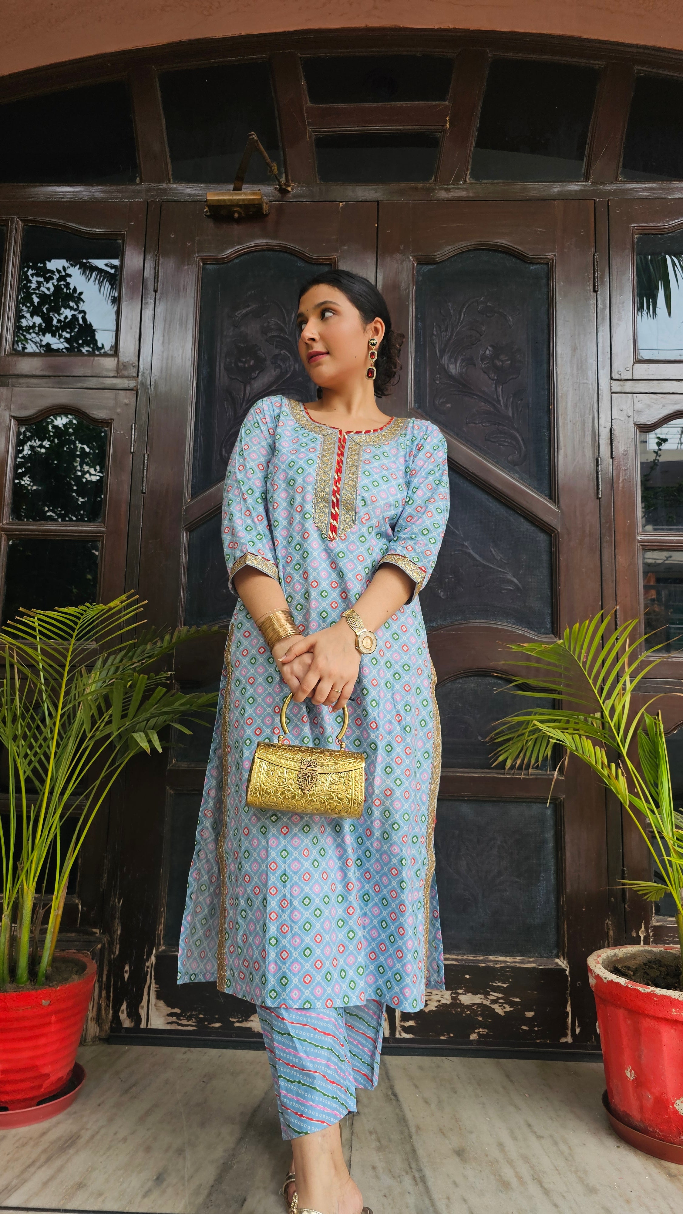 Grey Printed Kurtas with Trousers