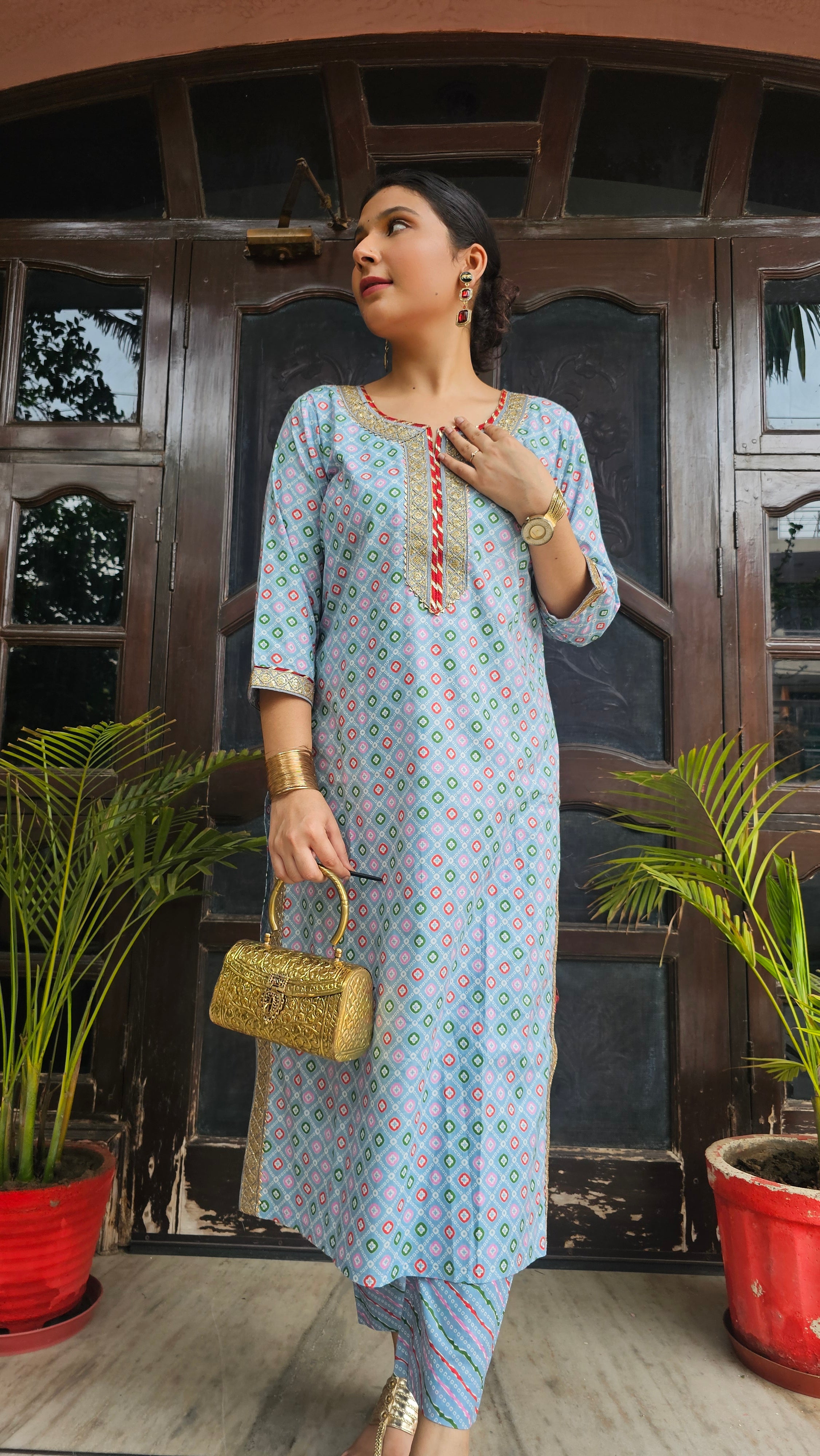 Grey Printed Kurtas with Trousers